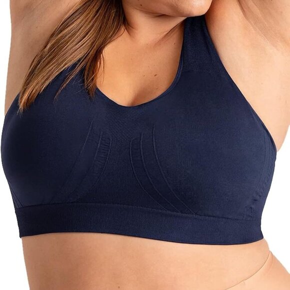 Navy Plus Size Sports Bra 3X-Large High Support Wireless Racerback